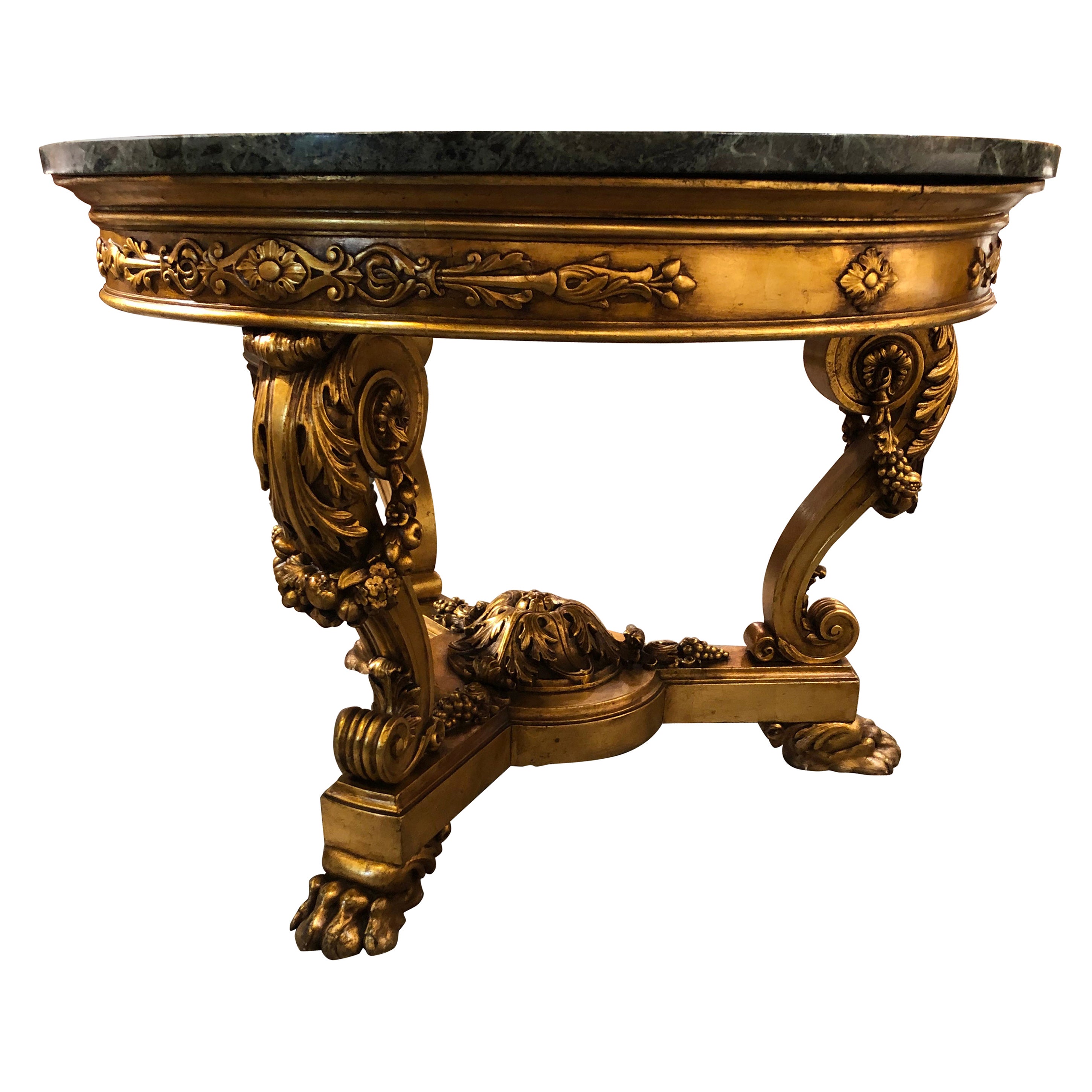 Antique Carved Giltwood Marble Top Table For Sale at 1stDibs