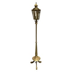 Antique 19th-20th Century Continental Brass Torchiere or Floor Lantern