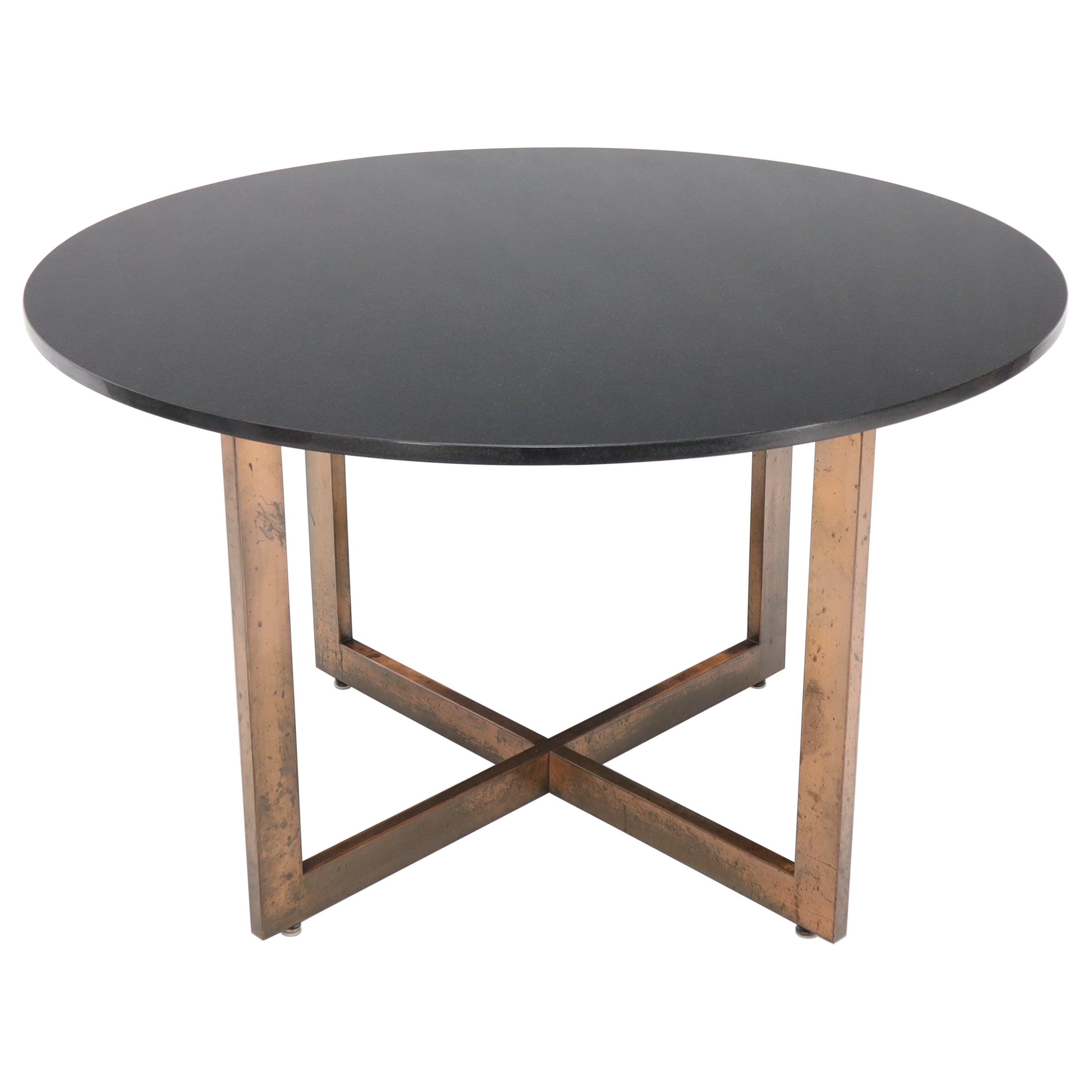Round French Metal Base Dining Table at 1stDibs