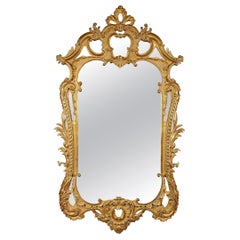 Neoclassical Regency Style Rectangular Gold Foil Hand Carved Wooden Mirror, 1970