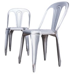 1950s Pair Of Original Metal Stacking Fibrocit Dining Chairs