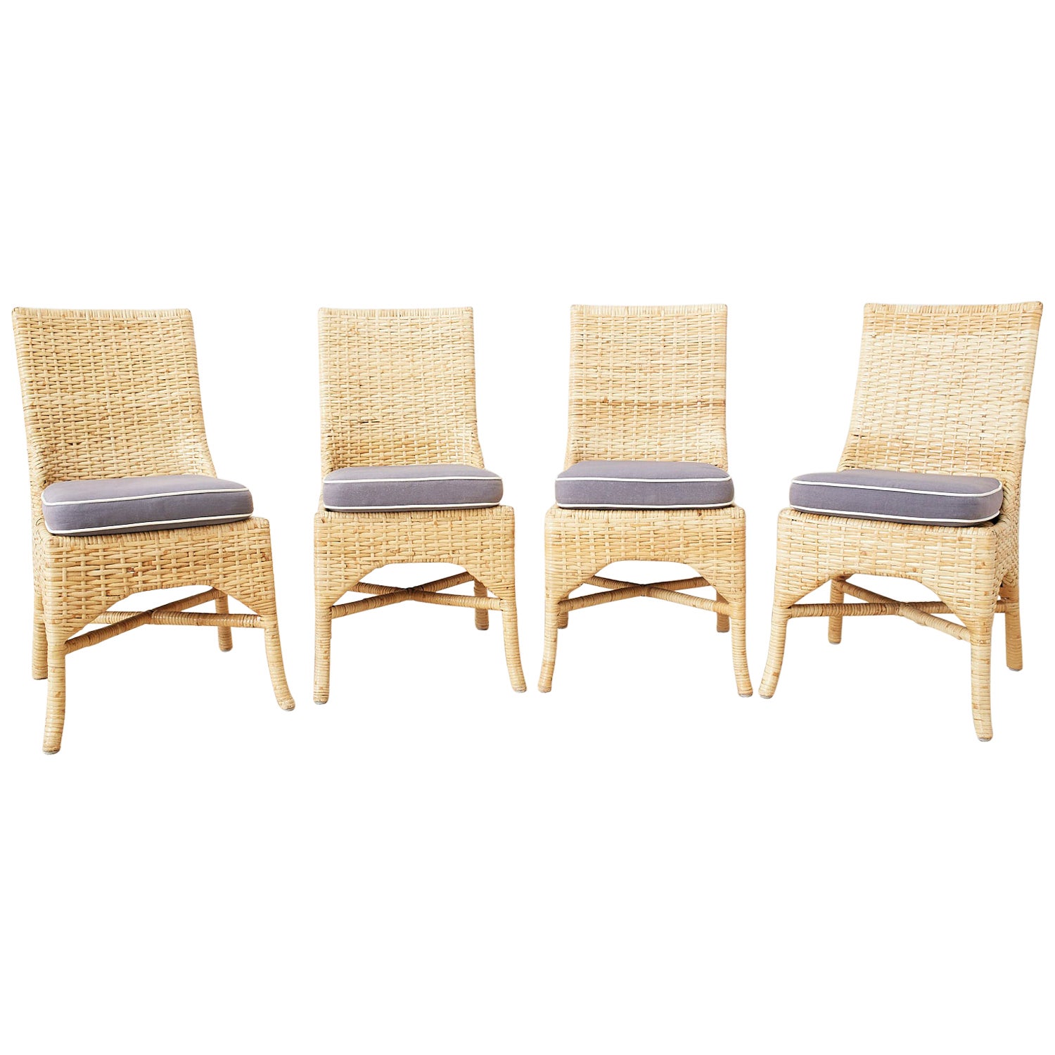 Set of Four Rattan Garden Chairs For Sale at 1stDibs