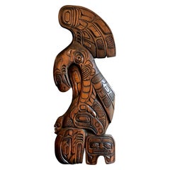 First Nations Northwest Coast Robert Whonnock Signed Carved Wood Wall Hanging