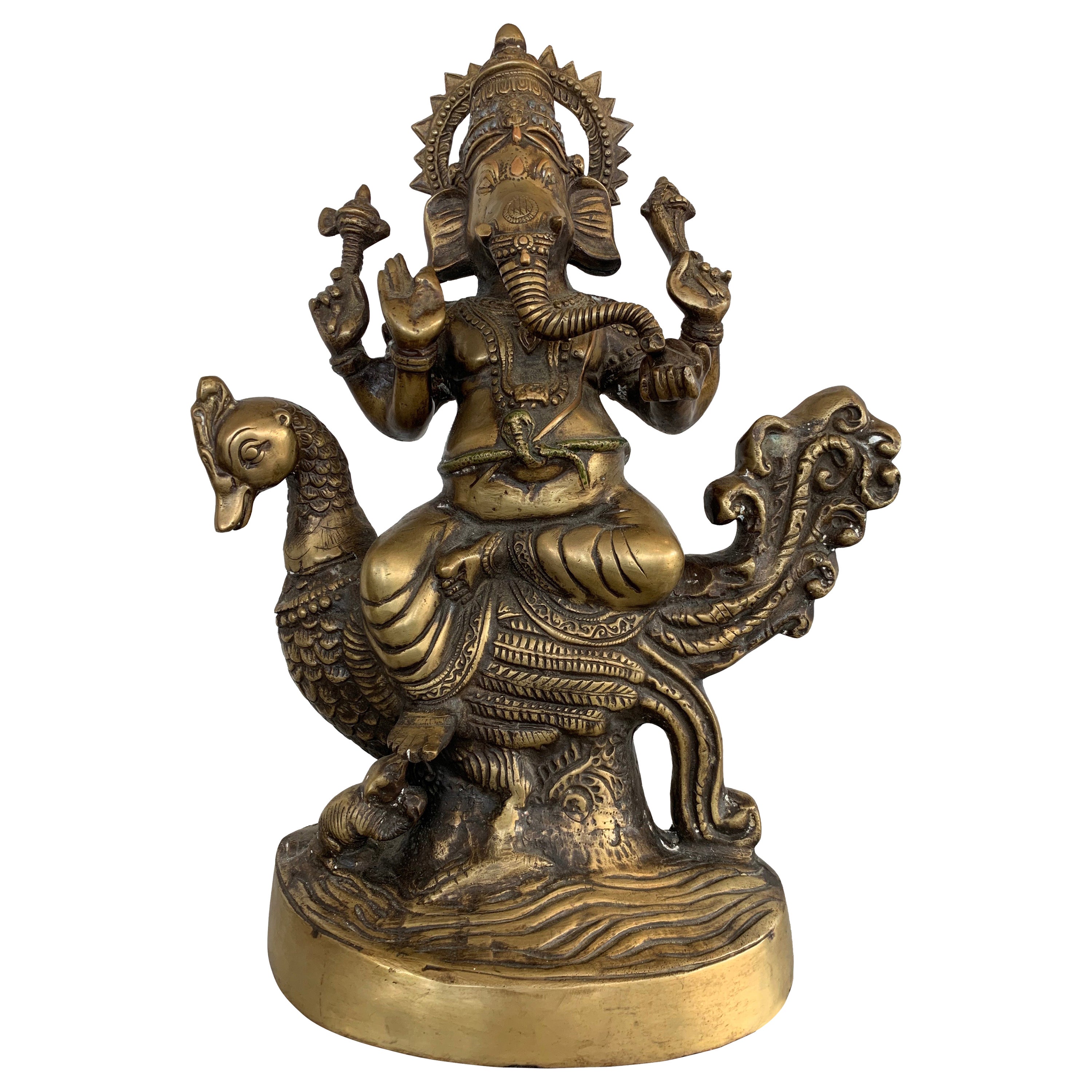 Trio of Antique Hindu God Figurines in Bronze, Maha Durga, Shiva and
