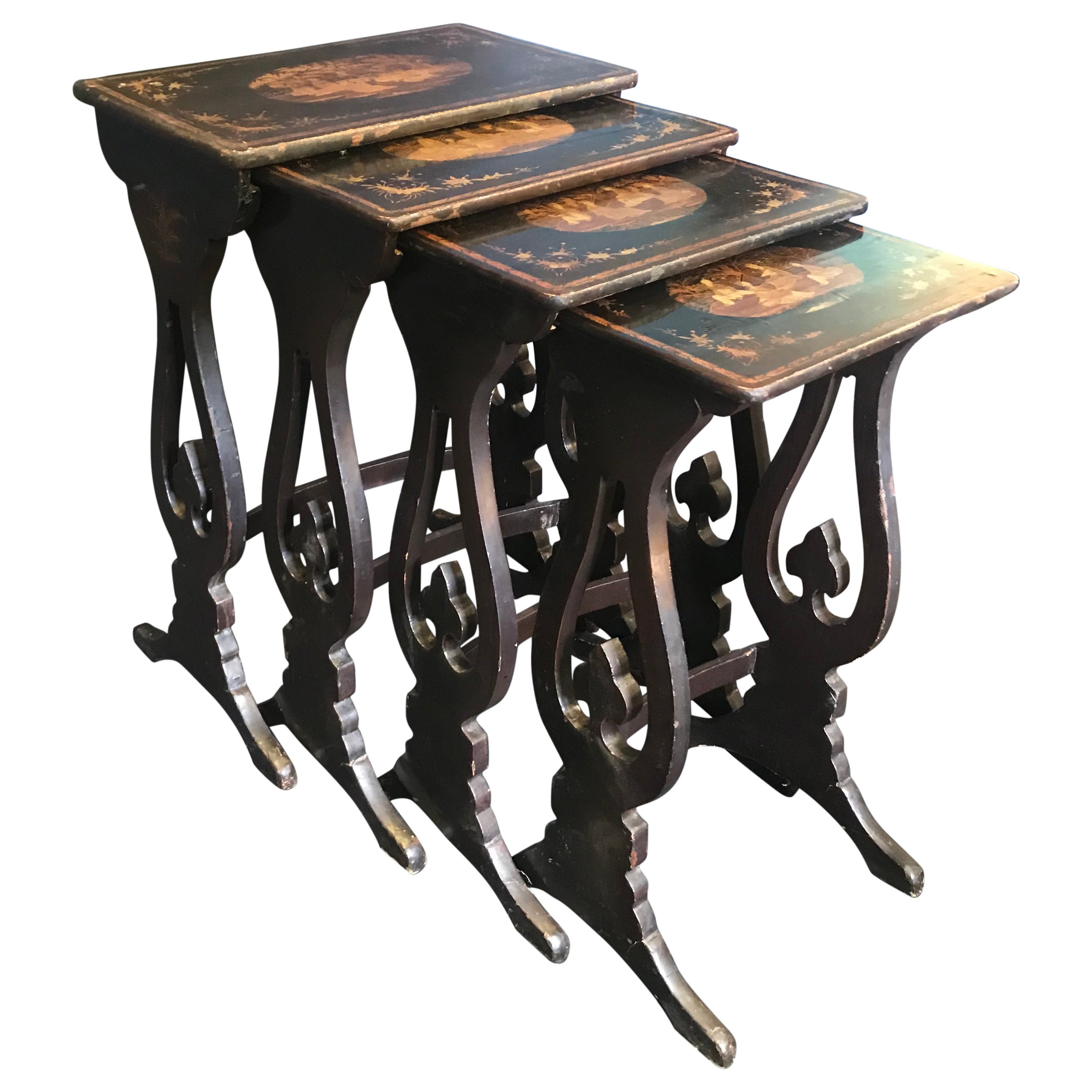 Japanese Style Black Nesting Tables by Peter Engel Inc., New York at