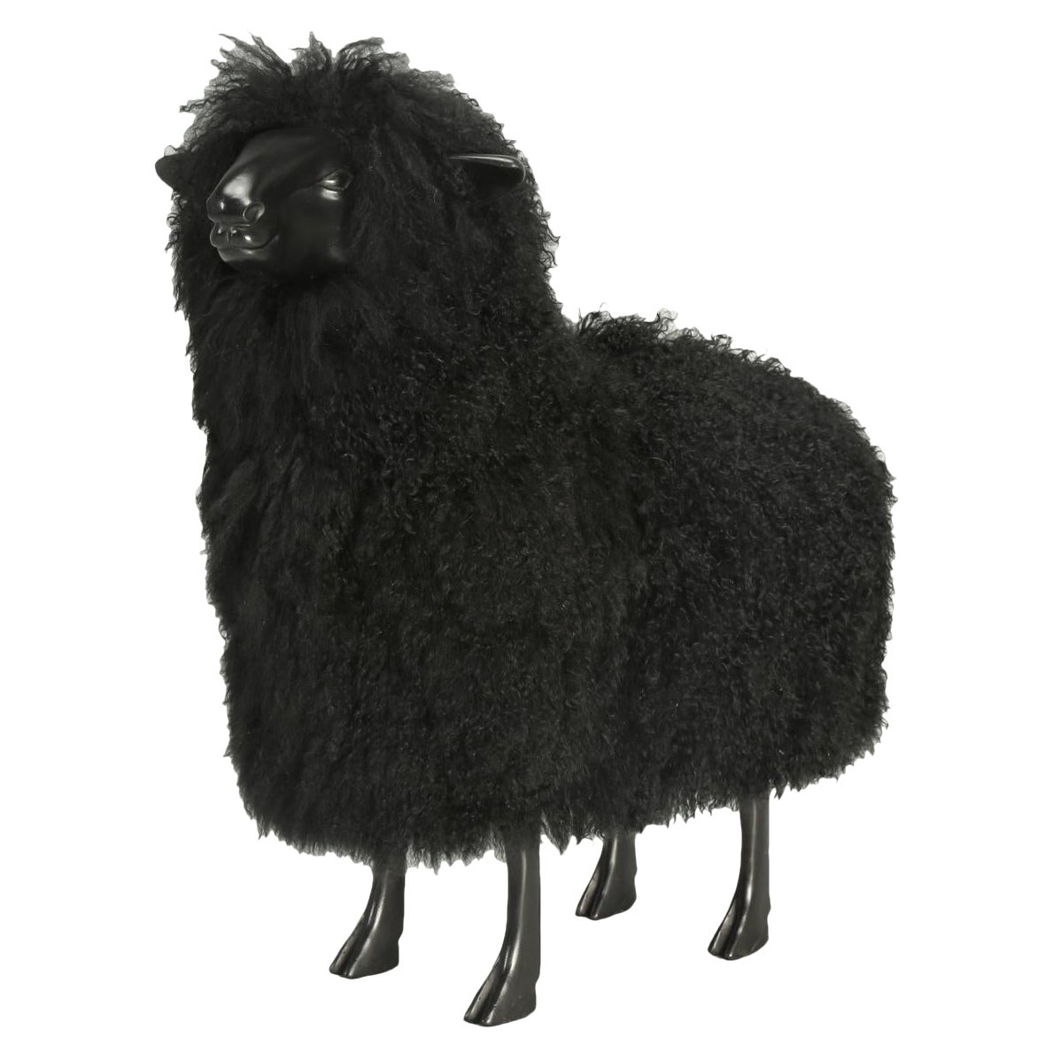 Bronze Lamb with Faux Fur Made in America 