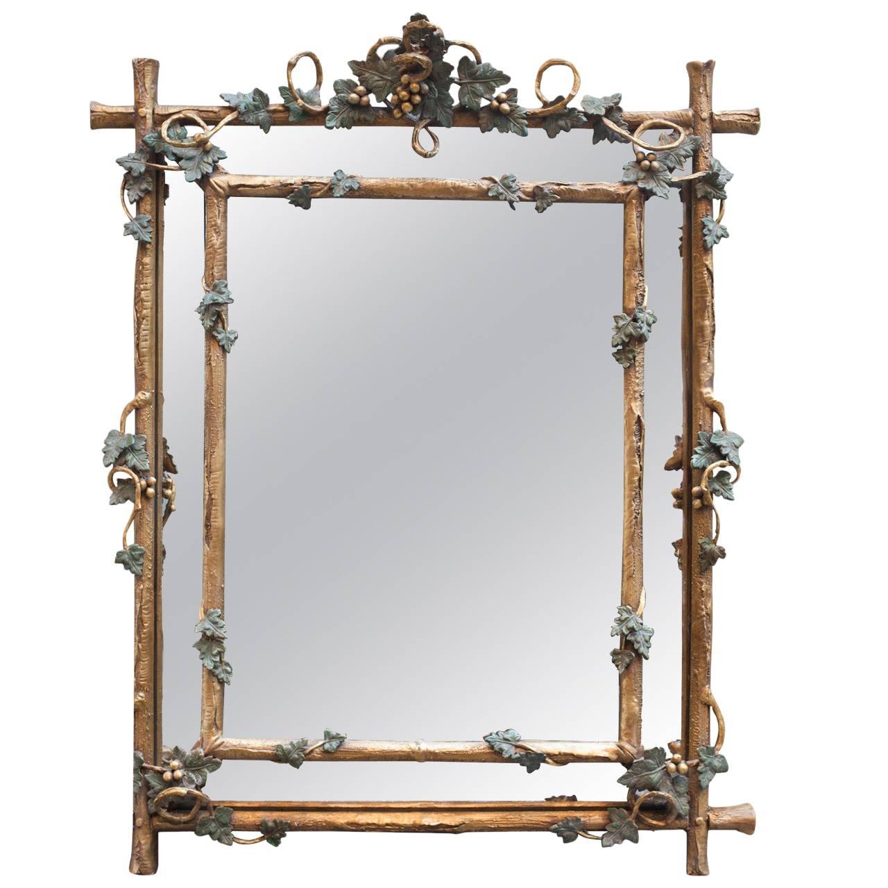  Cushion Style Gilt Mirror in a Naturalistic Style-Period Napoleon III