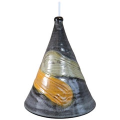 Marianne May Modernist Ceramic Grey, Ochre Pendant, 1960s