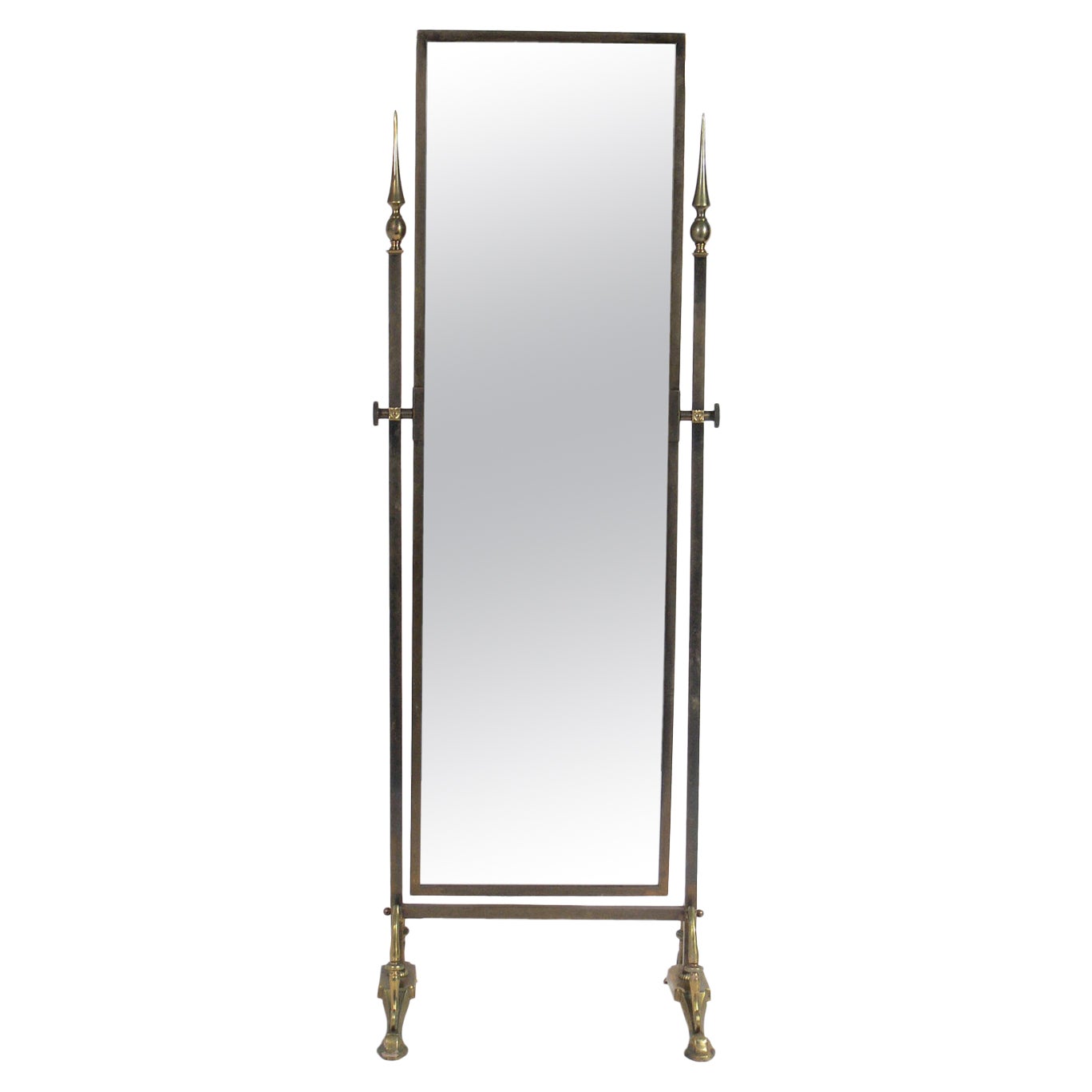 Hollywood Regency Brass Parisian Cheval Floor Mirror at 1stDibs
