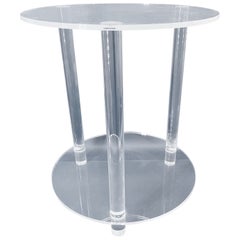 Retro Small Round Two-Tier Lucite Side Table