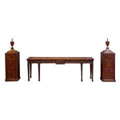 George III Serving Table or Console Server with Matching Pedestals of Mahogany