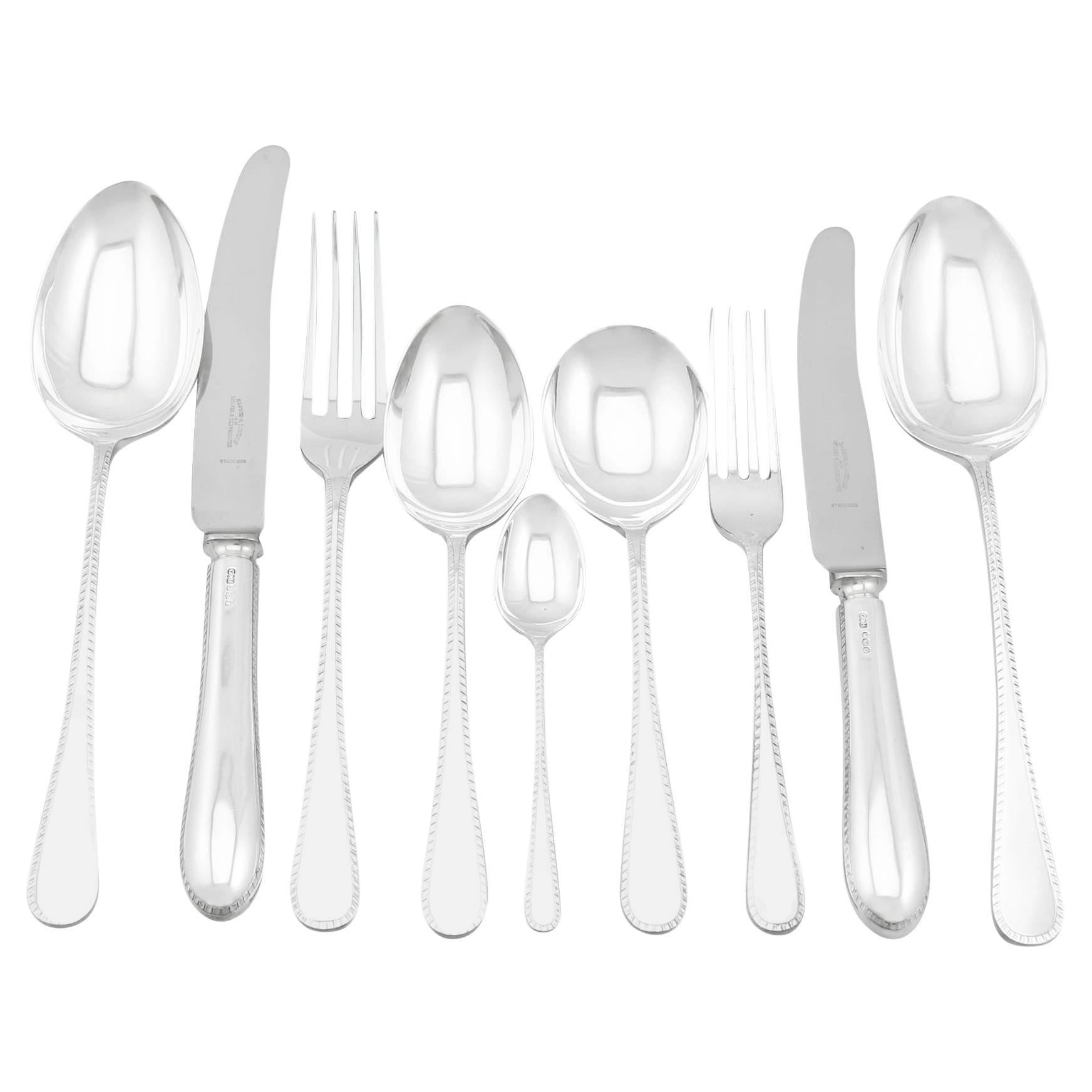 Gee & Holmes 1960s Sterling Silver Canteen of Cutlery for Six Persons