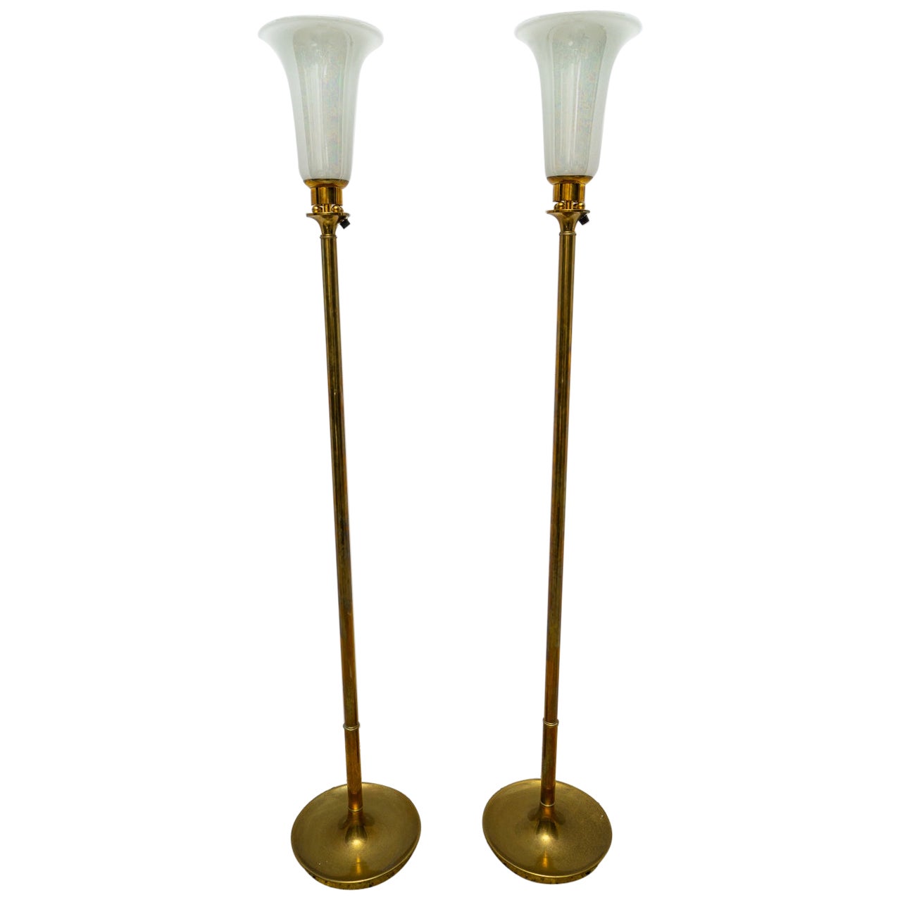 Art Deco Bronze Floor Lamp with Glass Shade by Rembrandt Lamps at 1stDibs