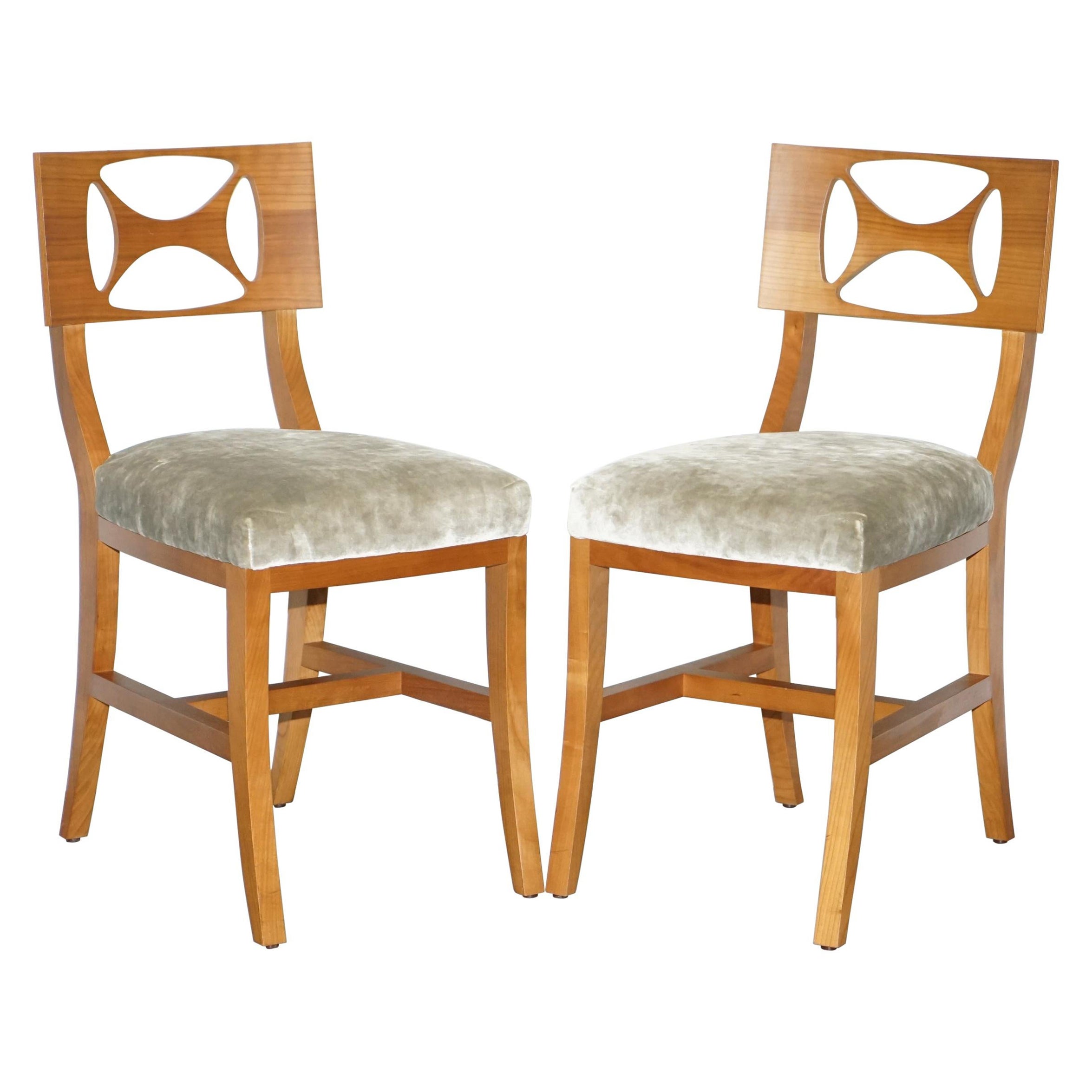 Very Rare Pair of Hermes Paris Cherrywood Chairs Luxury Premium For Sale