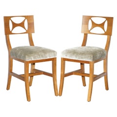 Very Rare Pair of Hermes Paris Cherrywood Chairs Luxury Premium
