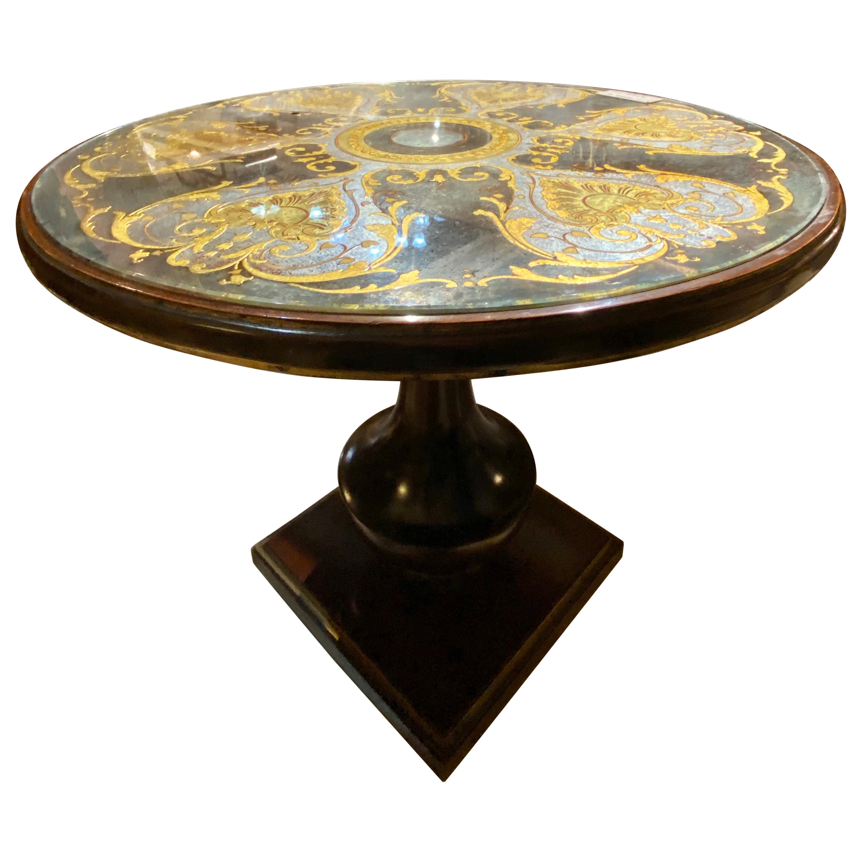 Art Deco Occasional Table with Thick Etched Glass Top For Sale at 1stDibs