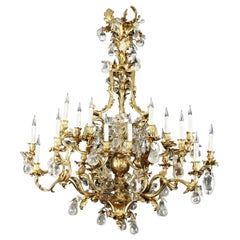 Used Rare Rock Crystal Chandelier Attributed to L. Messagé, France, circa 1890