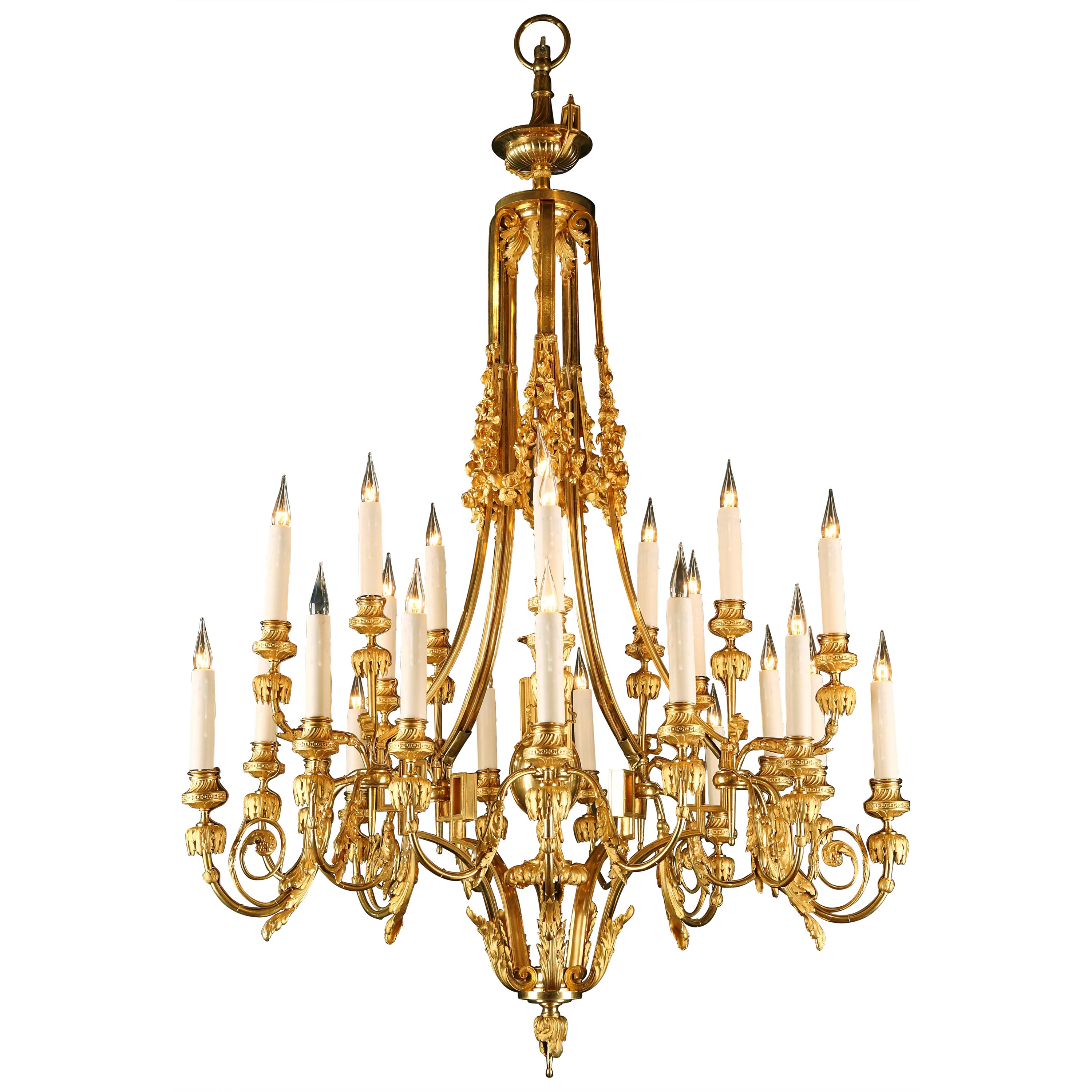 Neoclassical Gilt Bronze Chandelier Attributed to F. Barbedienne