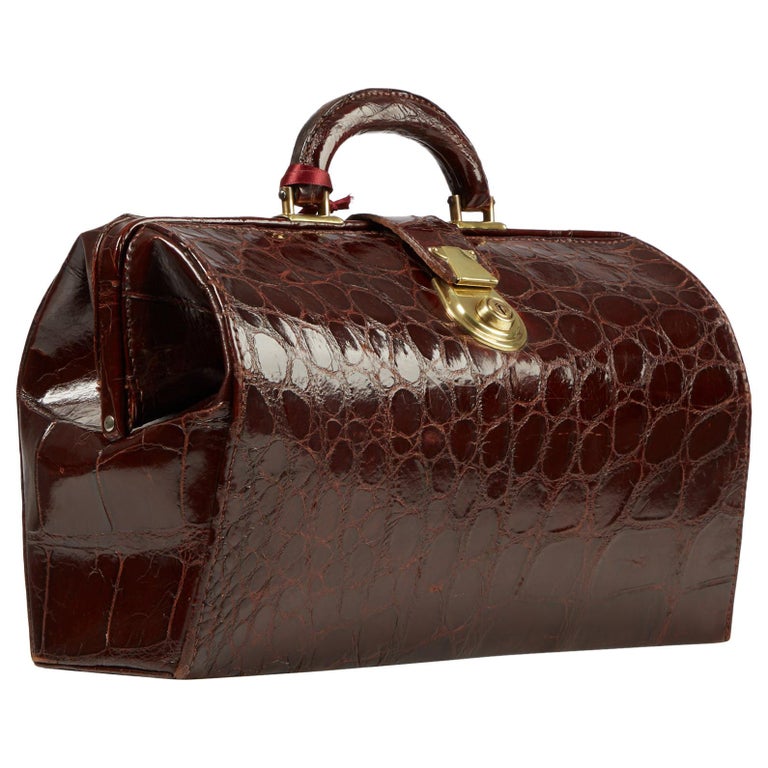 HUGE Black 1940's Hornback Crocodile Skin Carry-On Bag Luggage - Vintage  Skins