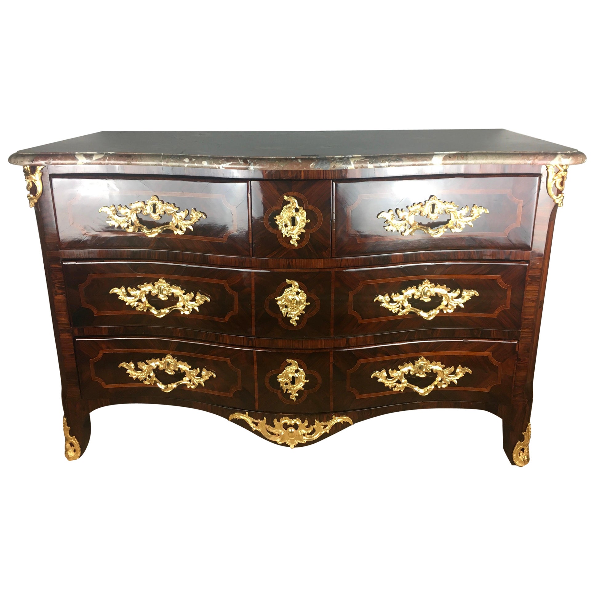18th Century Louis XV Style Ormolu Mounted Bronze Bombe Commode by G. Przirembel For Sale