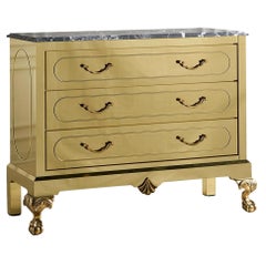 Vintage Brass Clad Dresser with Nero Marquina Marble Top
