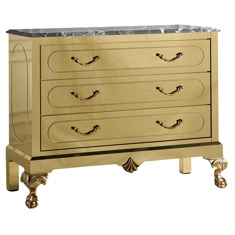 Brass Clad Dresser with Nero Marquina Marble Top at 1stDibs
