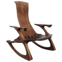 Craftsman Sculpted Walnut Rocking Chair