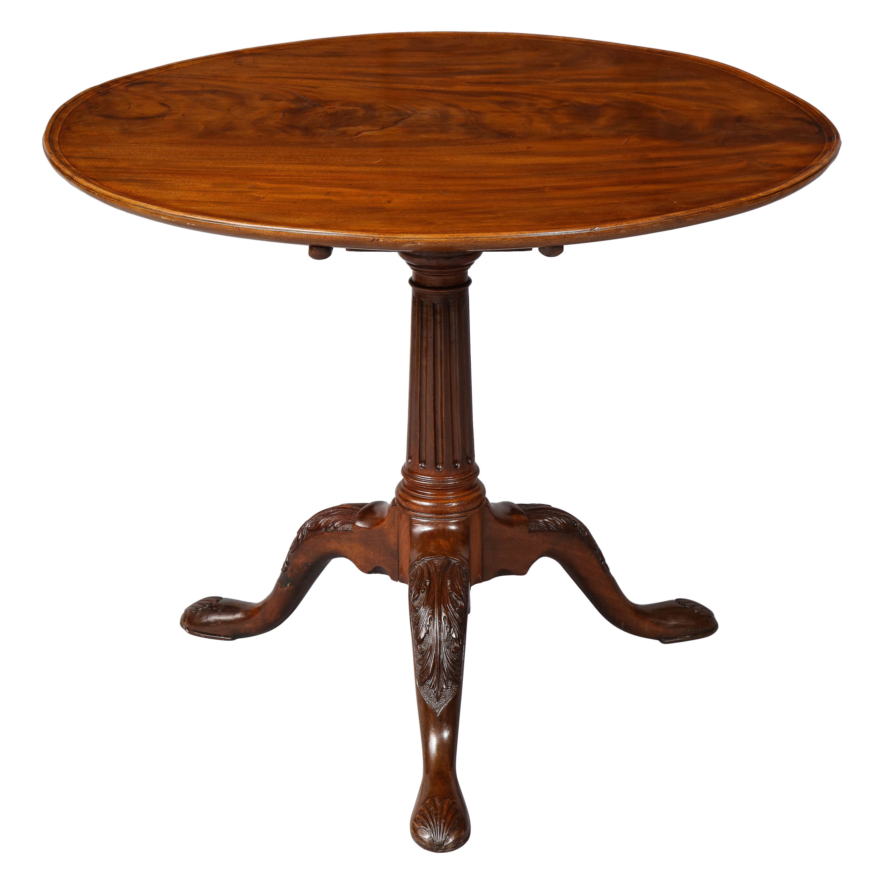 Queen Anne Mahogany Dished TrayTop Tea Table with Drawers at 1stDibs