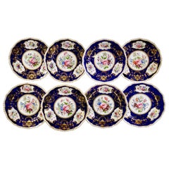 Antique Set of 8 Bloor Derby Dessert Plates, 1825-1830