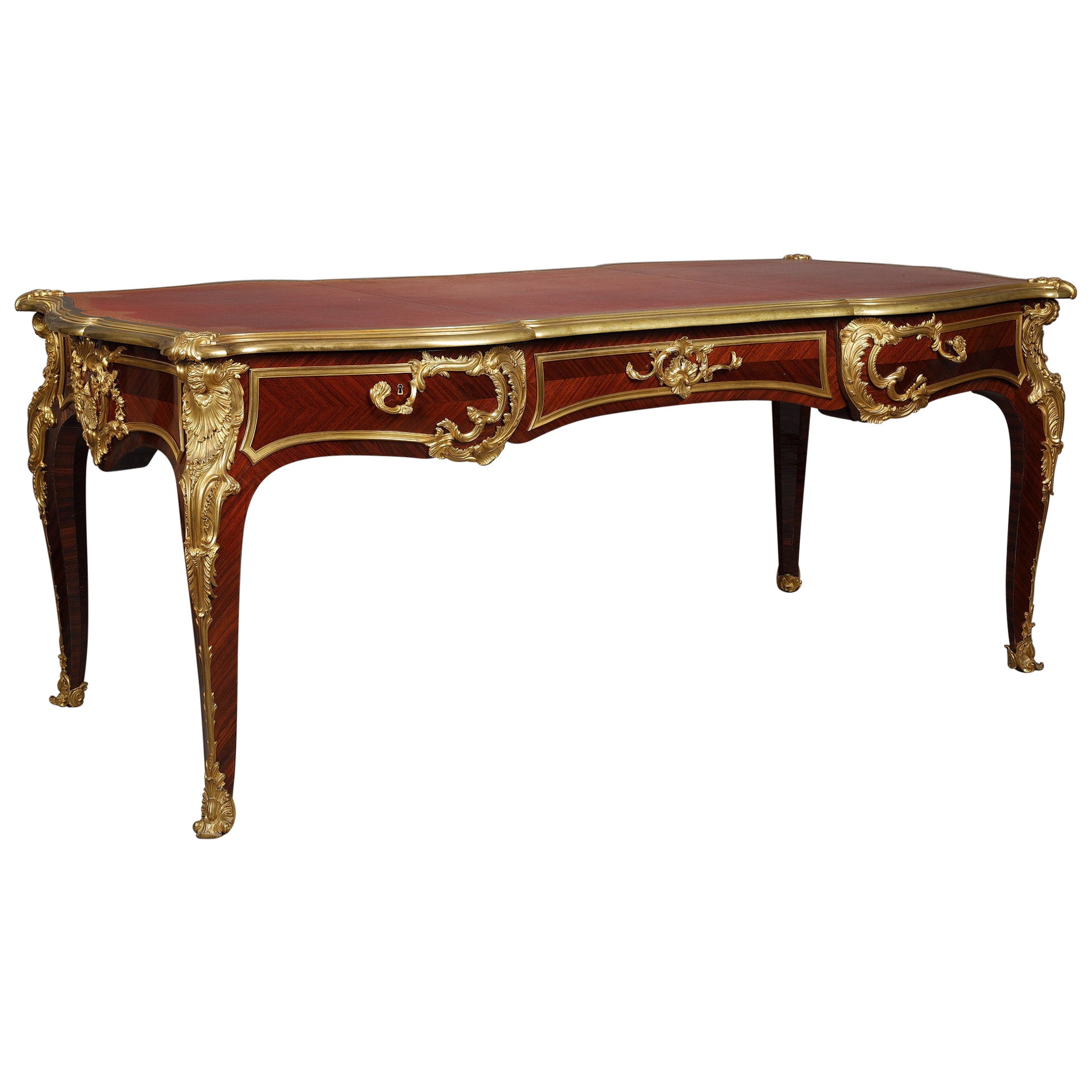 Important Louis XV Style Bureau Plat Attributed to G. Durand, France, Circa 1880 For Sale