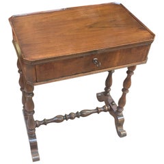 Antique Italian Louis Philippe Side Table 19th Century Walnut Sewing Table