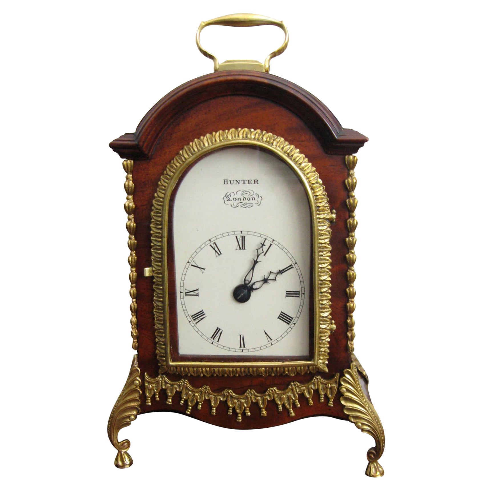 George III Miniature Twin Fusee Mantel Clock, Hunter London, circa 1790 For Sale