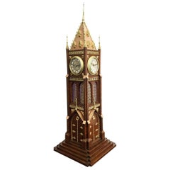 Used Rare French Novelty Four Dial Clock by Blumberg, Paris, 19th Century