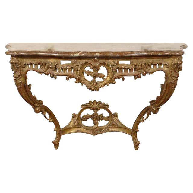 Rococo Giltwood Console Table with Cabriole Legs For Sale at 1stDibs