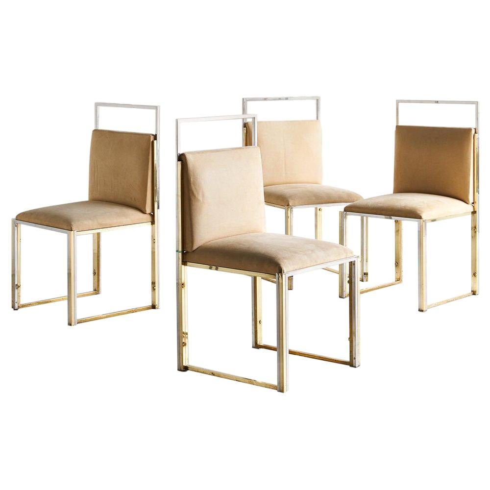 Cittone Oggi Brass and Chrome Dining Chairs, Set of 4