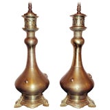 French Chiseled Bronze Table Lamps