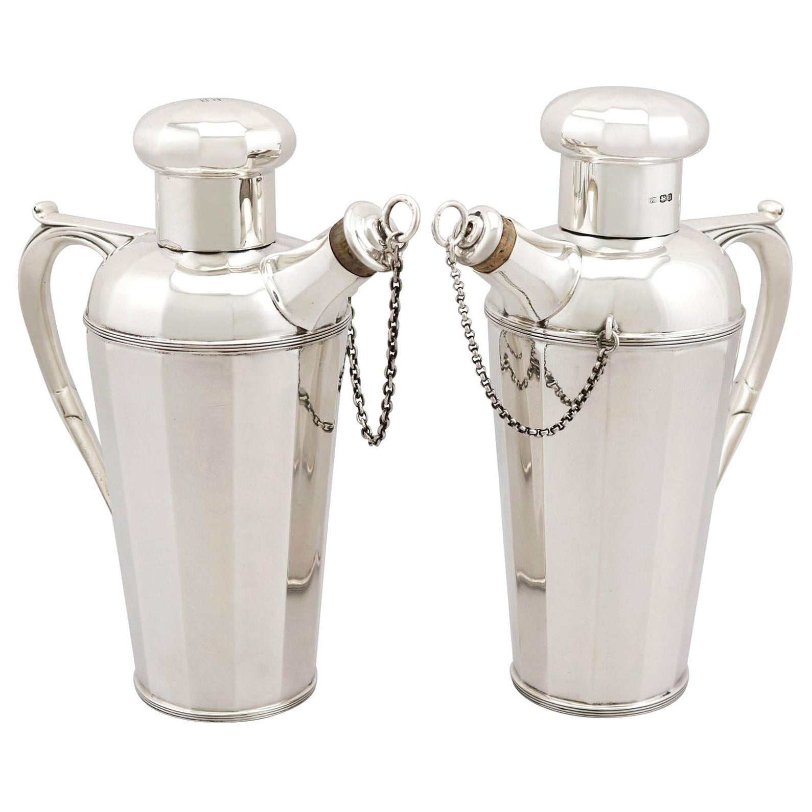 Antique Art Deco Style Sterling Silver Cocktail Shakers