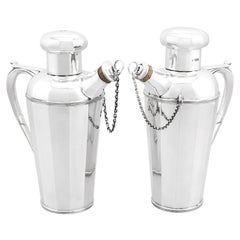 Vintage Art Deco Style Sterling Silver Cocktail Shakers