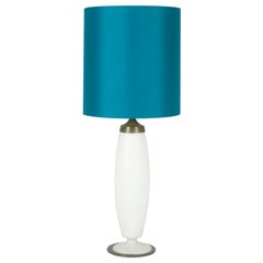 Opaline glass & brass Mid-century Abat Jour by Stilnovo