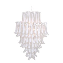 Oversized Murano Glass Tulipani or Feather Chandelier Attributed to Mazzega