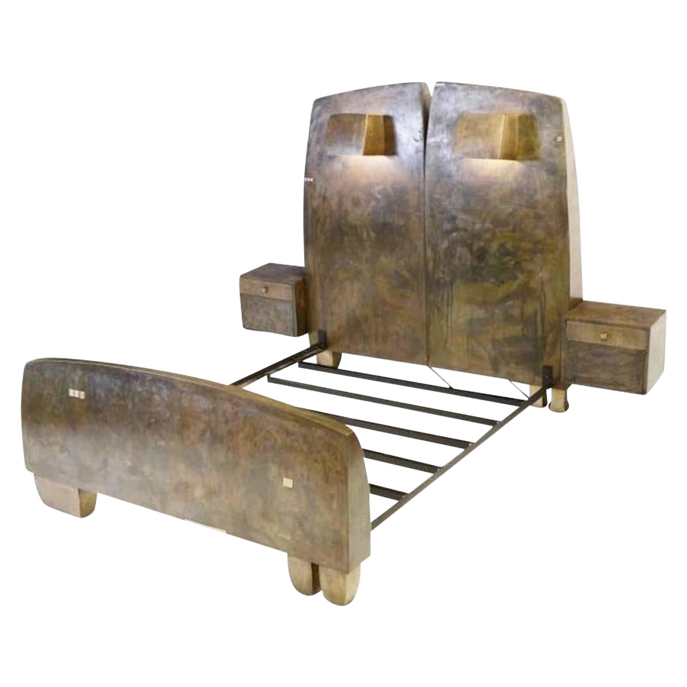 Sculptural Bronze Bed, USA For Sale