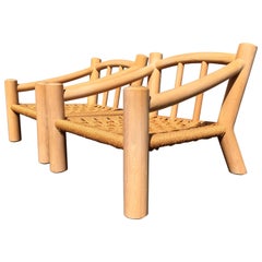 Pair of Lounge Chairs, Solid Wood with Rope, Down Filled Cushions