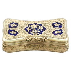 1840s Antique Swiss Yellow Gold and Enamel Snuff Box