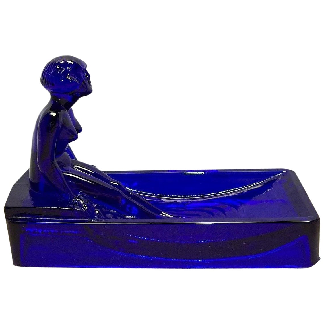 Art Deco Style H. Hoffman Blue Glass Soap Dish at 1stDibs