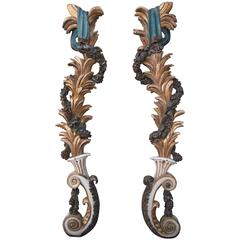 Monumental Italian Painted and Parcel Gilt Carvings 1