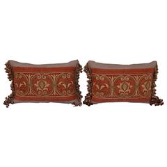 Pair of Antique Rust Velvet Metallic Embroidered Pillows by Melissa Levinson 9