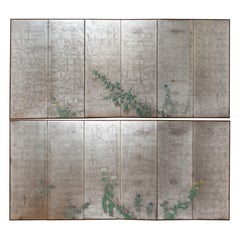 Pair of Japanese Folding Screens, Rinpa School, 19th Century