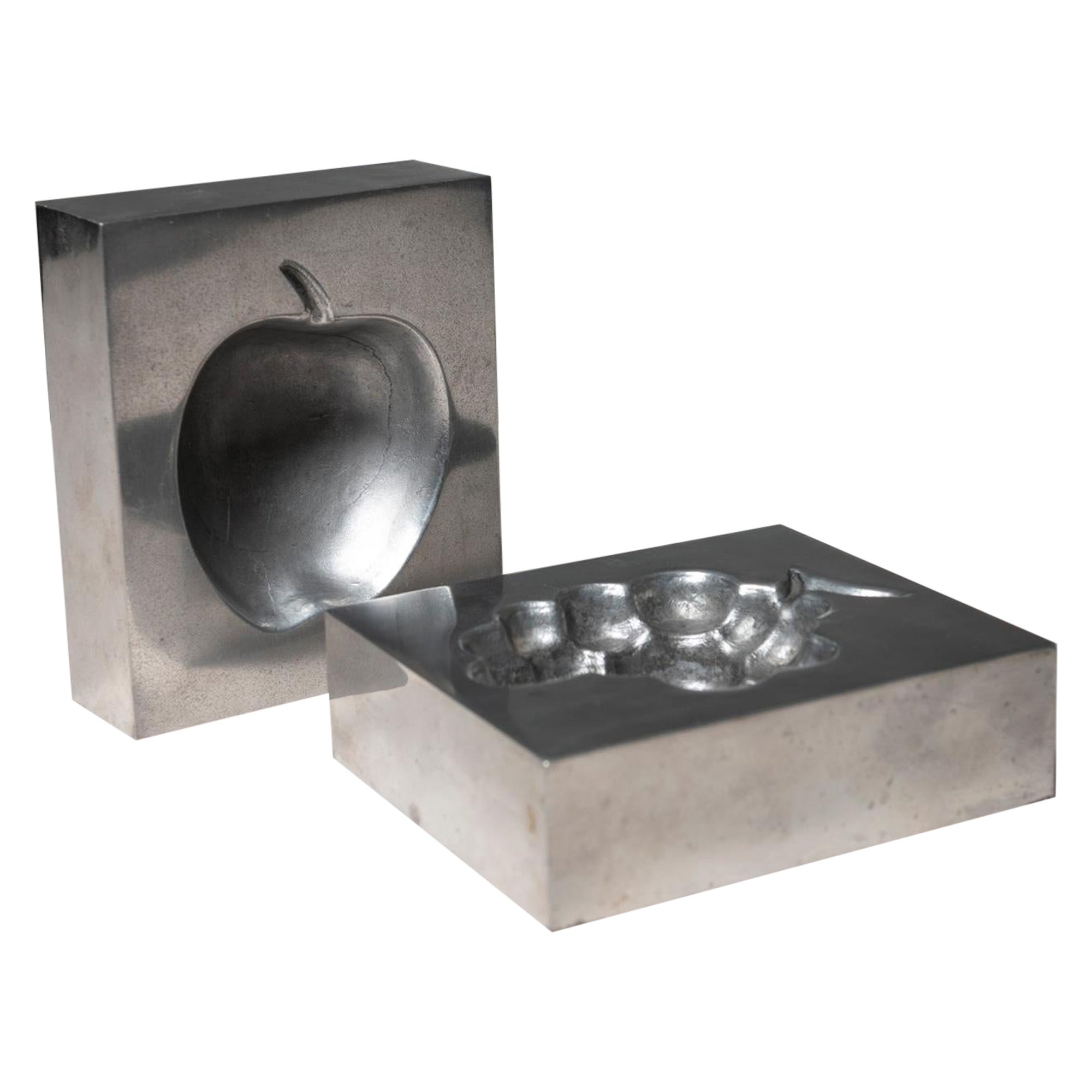 Set of Two Aluminum Ashtrays by Roy Adzak for Atelier A, Italy, 1970s