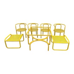 Gae Aulenti Locus Solus Garden Table and Four Chairs Plus Two Ottomans