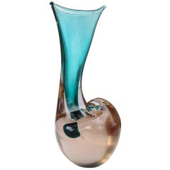 Cenedese Murano 1961 Sommerso Champagne Italian Art Glass Bird Sculptural Vase